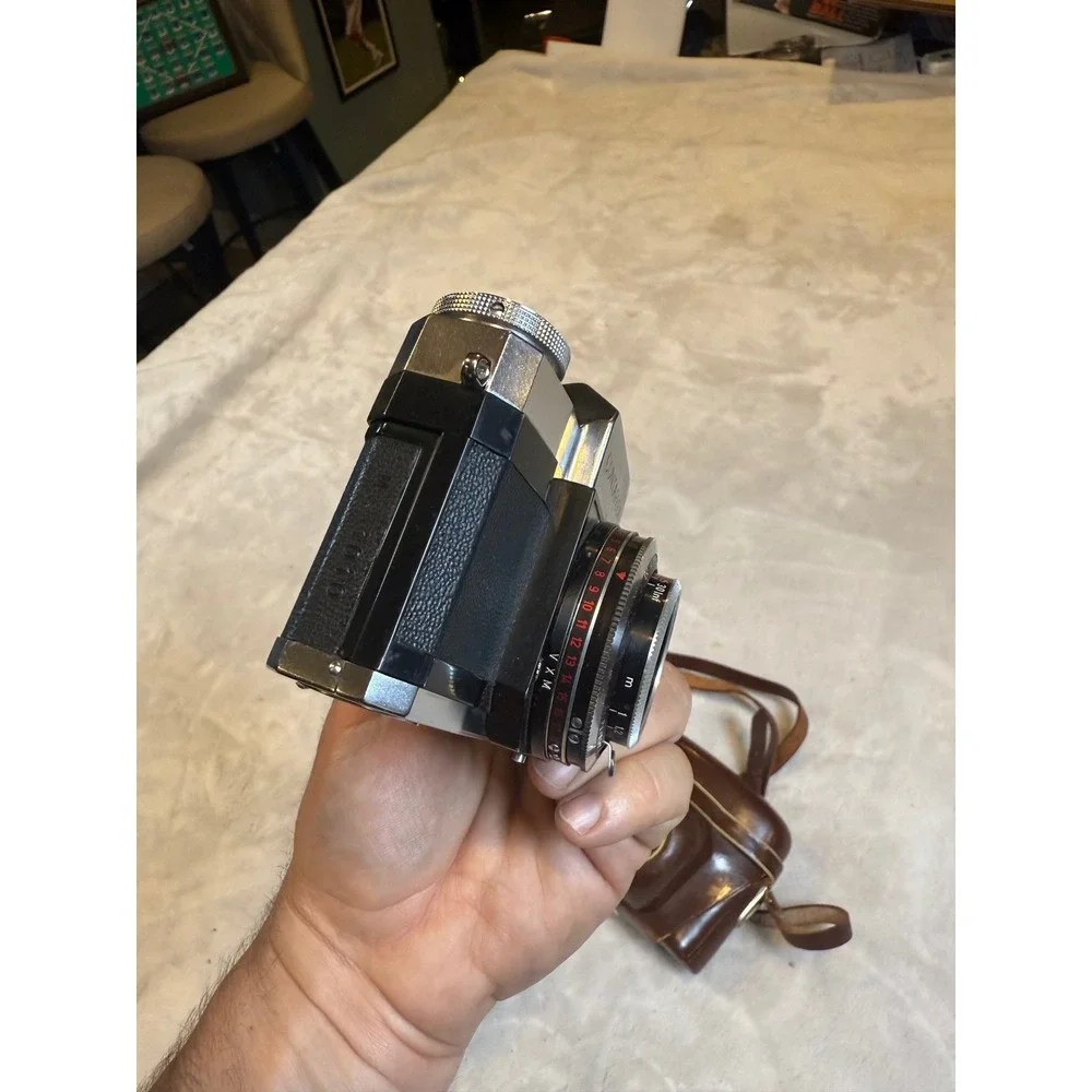 Zeiss Ikon Contaflex 35mm SLR Camera Pantar 45mm f2.8 Lens with Leather Case